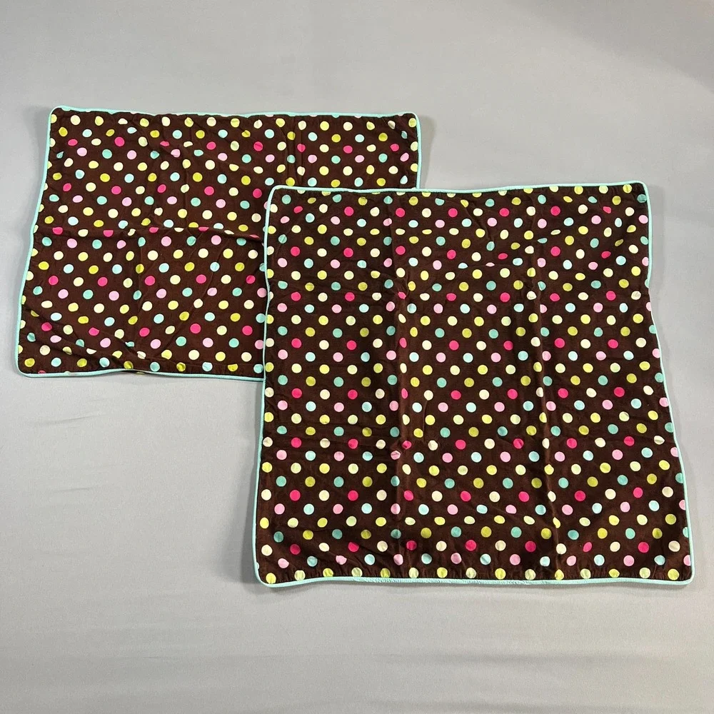 Pottery Barn Multicolor Polka Dot Bedroom Pillow Sham Set (1 Euro & 1 Standard)